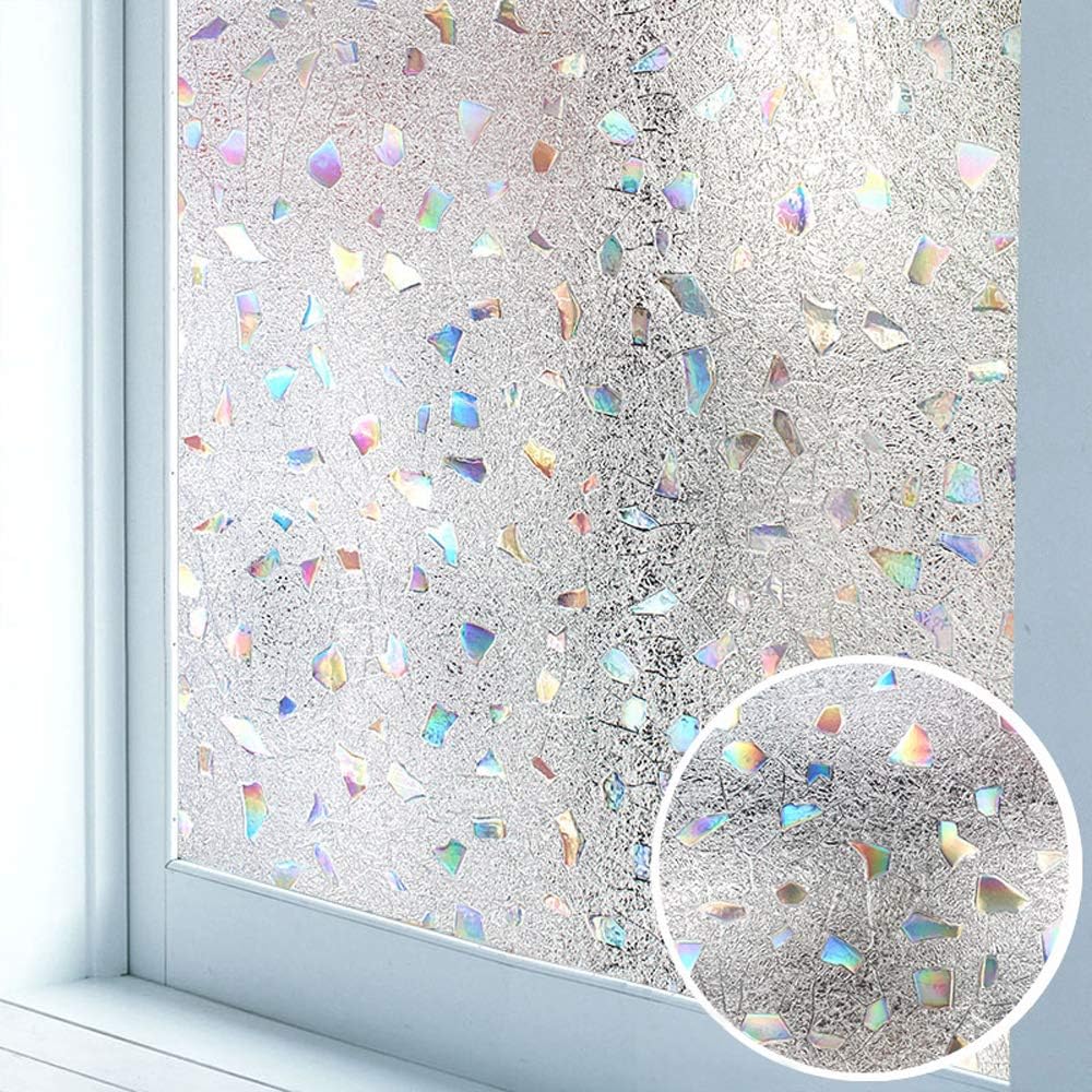 Niviy No Adhesive Decorative Window Film Premium 3D Static Cling Film Privacy Window Films for Glass Heat Control Anti Uv, 17.7" Width by 78.7" Length, 1 Roll