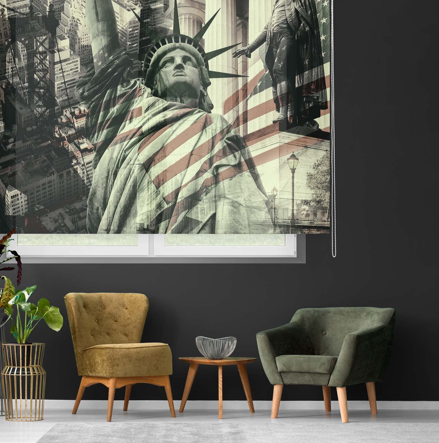 Blindecor Estor Enrollable Translucido Estampado Digital Urban, America, 150 x 180 cm