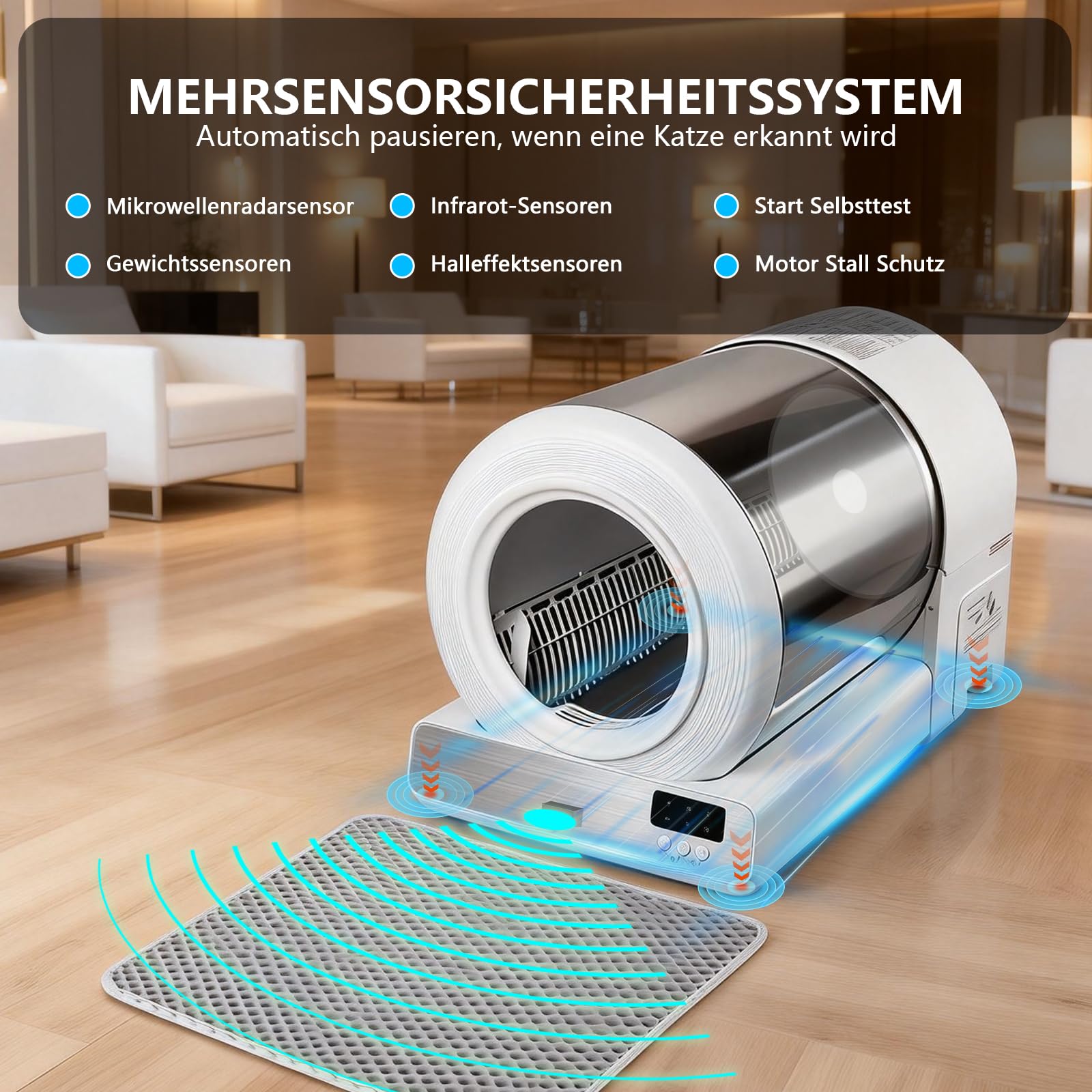 YEGUO Katzenklo Selbstreinigend Edelstahl Katzentoilette Elektrisches