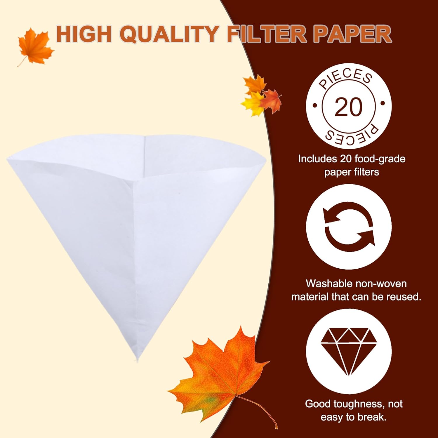 Maple Syrup Cone Filter Holder Stand, Stainless Steel Filter Strainer with 20pcs Cone Filter Paper & Folding Arms for Maple Syrup Making and Filtration of Cooking Oil, Kitchen, Food Truck, Restaurant