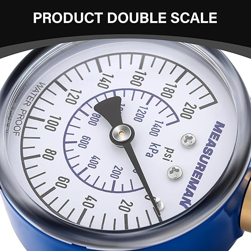 Miniatura 48 de Measureman - Manómetro de presión de agua de 0-200 psi, esfera de 2.5", medidor de presión para boquilla de manguera, probador de presión de agua