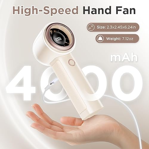 Miniatura 4 de Ventilador personal portátil de mano para viajes, batería recargable de 4000 mAh, potente mini ventilador para personal, mujeres, hombres, alta