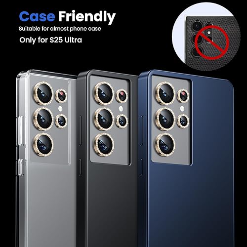 Miniatura 53 de WSKEN Protector de lente de cámara para Samsung Galaxy S24 Ultra, vidrio templado 9H ultra delgado resistente a los arañazos con círculo de aluminio