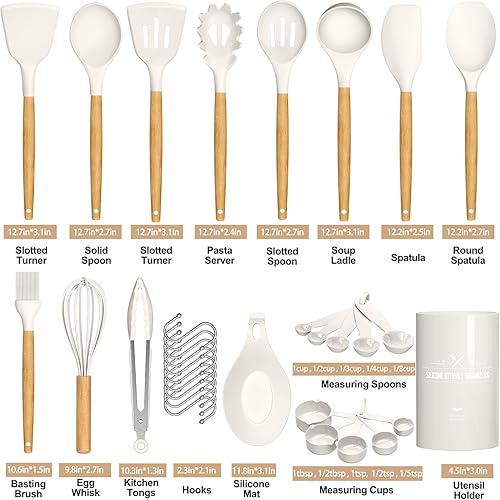 Miniatura 8 de Umite Chef Juego de utensilios de cocina, 33 piezas de utensilios de cocina de silicona antiadherentes con soporte, juego de utensilios de cocina de