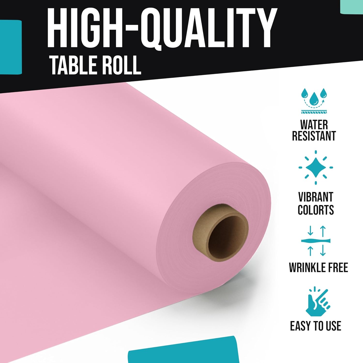 Party Solids Pink Plastic Table Cover Roll 40" X 100' Table Cloth Plastic Cover Roll - Premium Quality Thick 0.5 MIL Banquet Rolls - Disposable Tablecloth Rolls