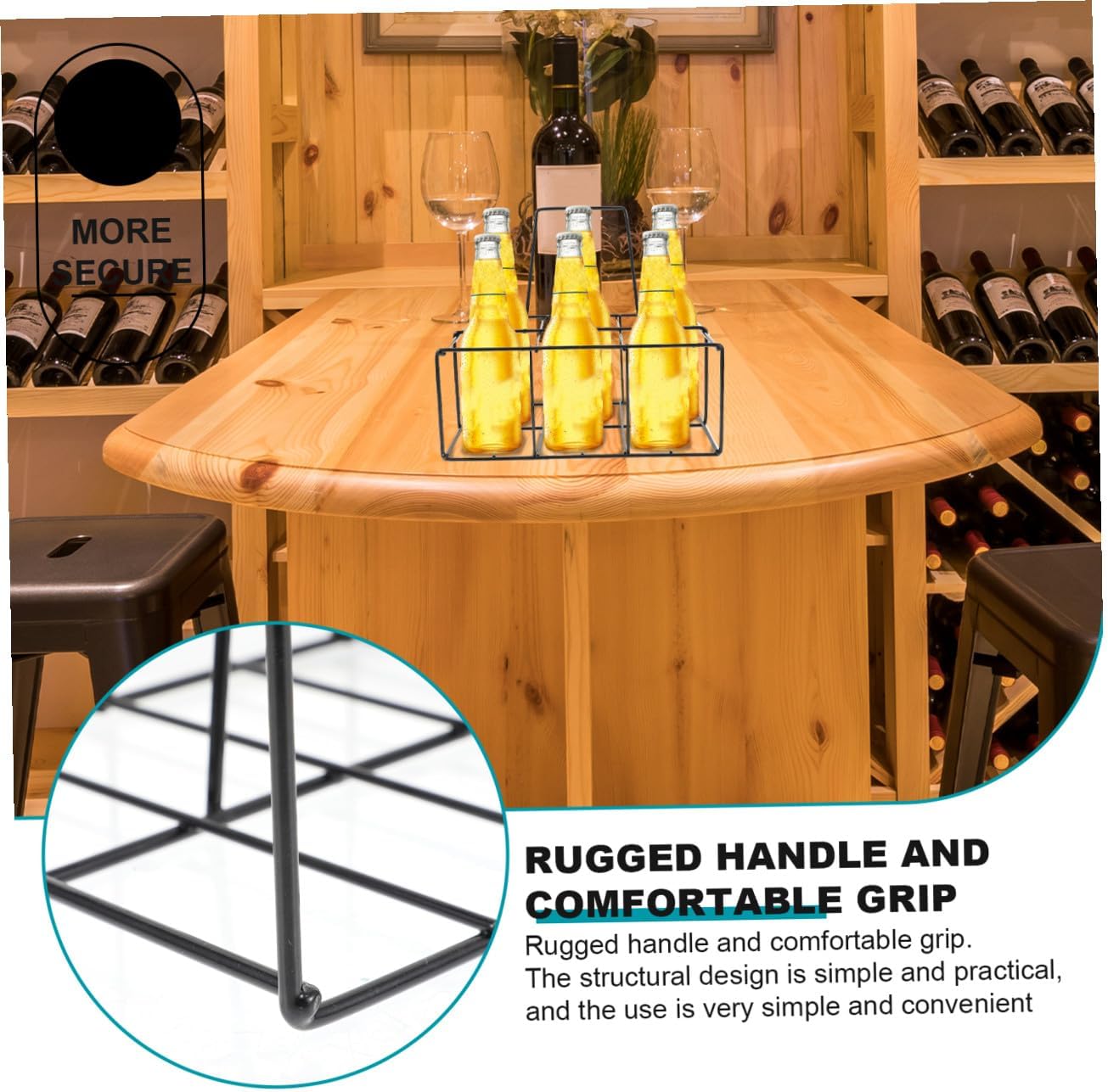 6grids Beer Bottle Storage Rack Wrought Iron Beer Bottle Carrying Shelf Iron Craft