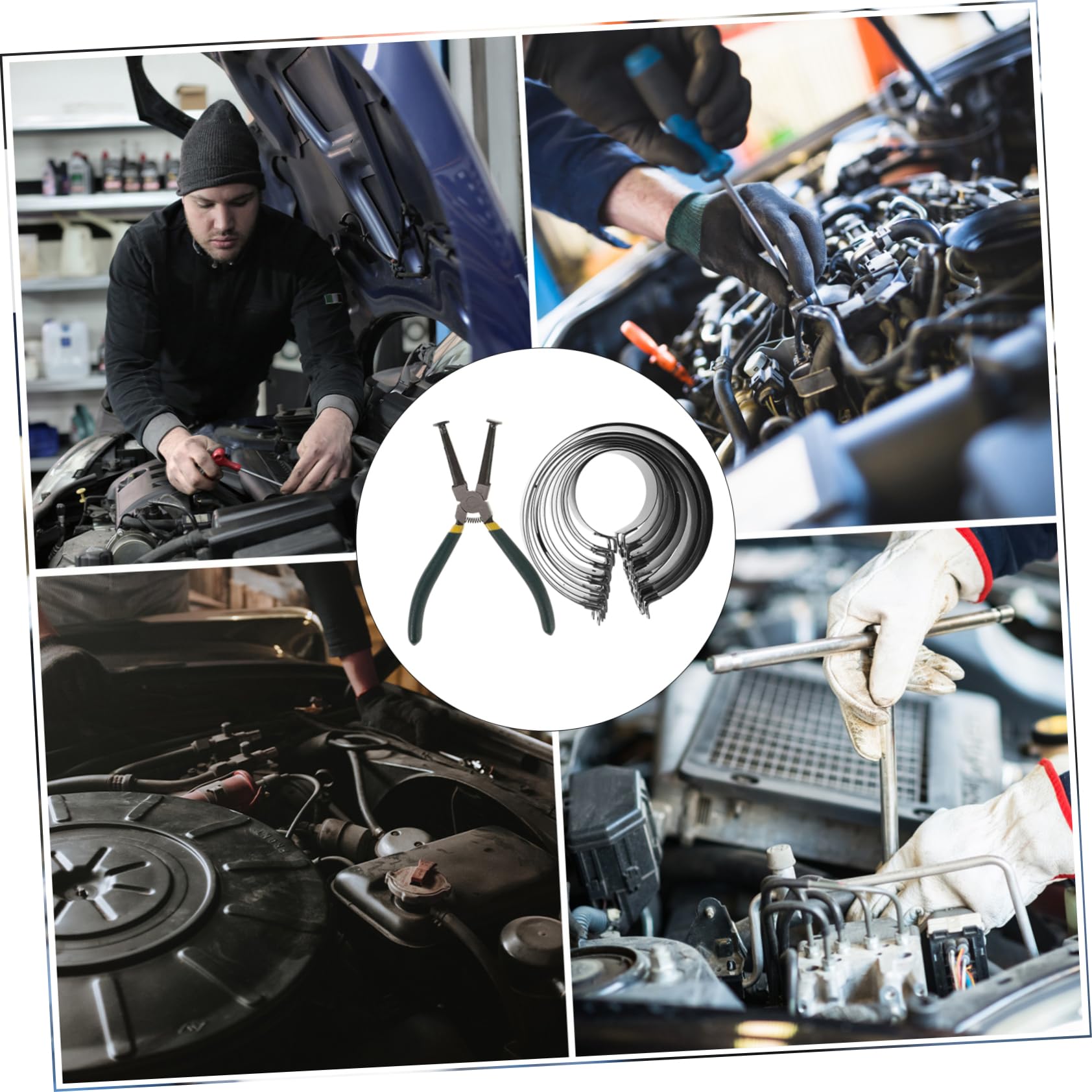 PRETYZOOM Kit Pinze per Fasce Elastiche Pistone, Utensile in Acciaio per Manutenzione Motore Auto, per Meccanici e Riparazioni
