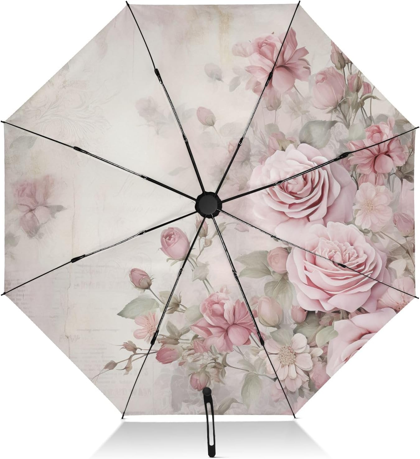 Pink Elegant Peony Umbrellas for Rain Travel Umbrella Compact Folding Lightweight Portable Automatic Umbrella