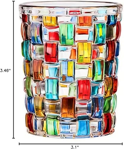 Miniatura 9 de KNC Vasos de whisky pintados a mano, 10 onzas, románticos confeti arcoíris de colores, idea de regalo para ella, bar en casa, bodas (tejido (9.4