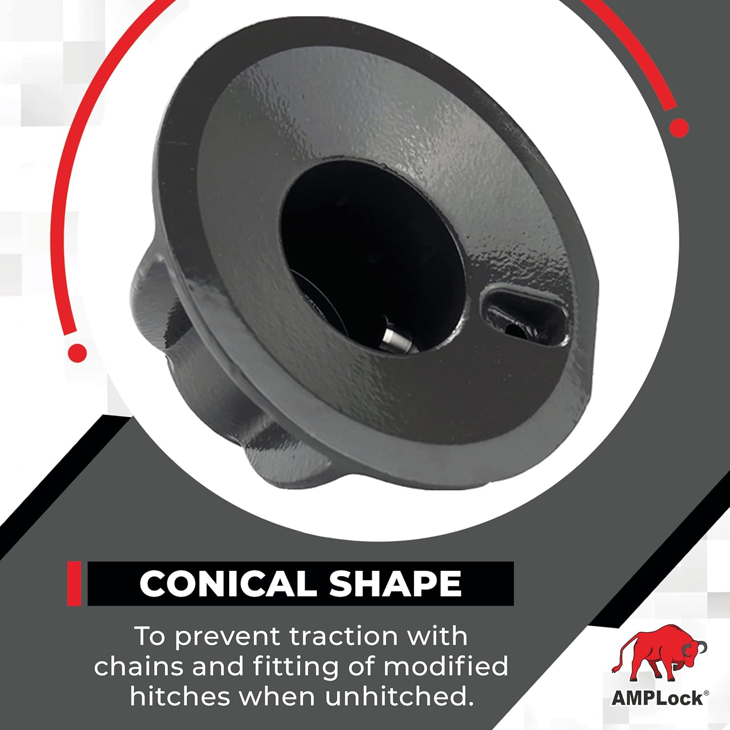 AMPLock U-LPCVR 5th Wheel Lock | Heavy Duty King Pin Lock for Travel Trailer | Conical Lock Made of Ductile Cast Iron | Prevent Traction with Chains, Rust Resistant | Made in Canada : Automotive