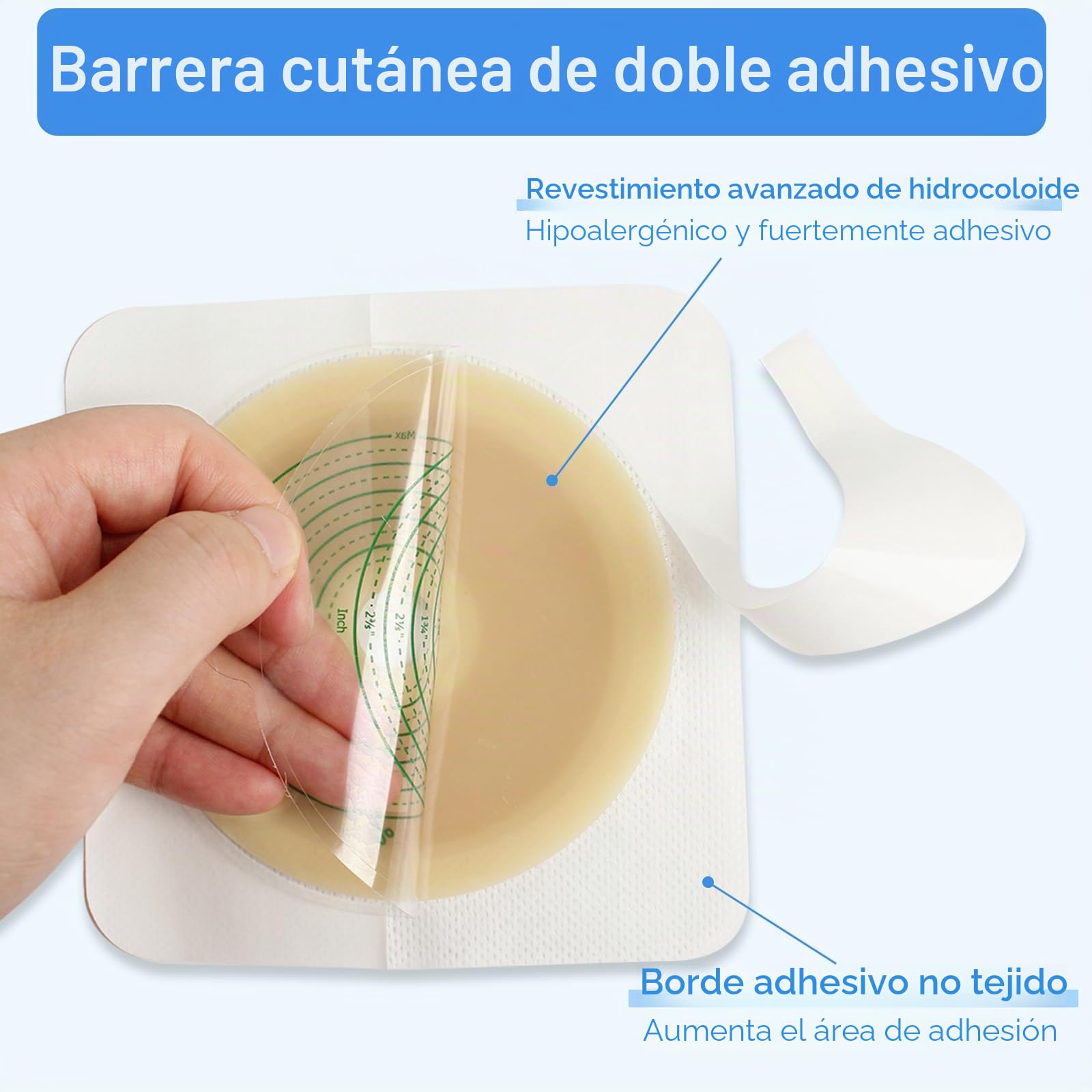 Barrera cutánea adhesiva con borde no tejido para bolsa drenable de dos piezas, 10 obleas para colostomía, ileostomía y cuidado del estoma, recortables a la medida, suministros para ileostomía