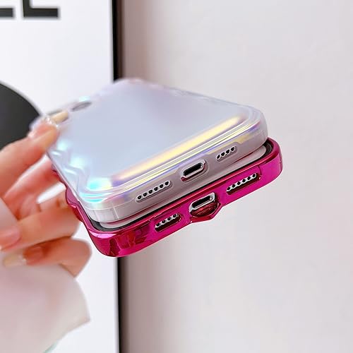 Miniatura 7 de Qokey Funda para iPhone 11 de 6.1 pulgadas, lindo marco ondulado chapado de TPU suave, brillante, colorido, luz láser, purpurina para iPhone 11 para