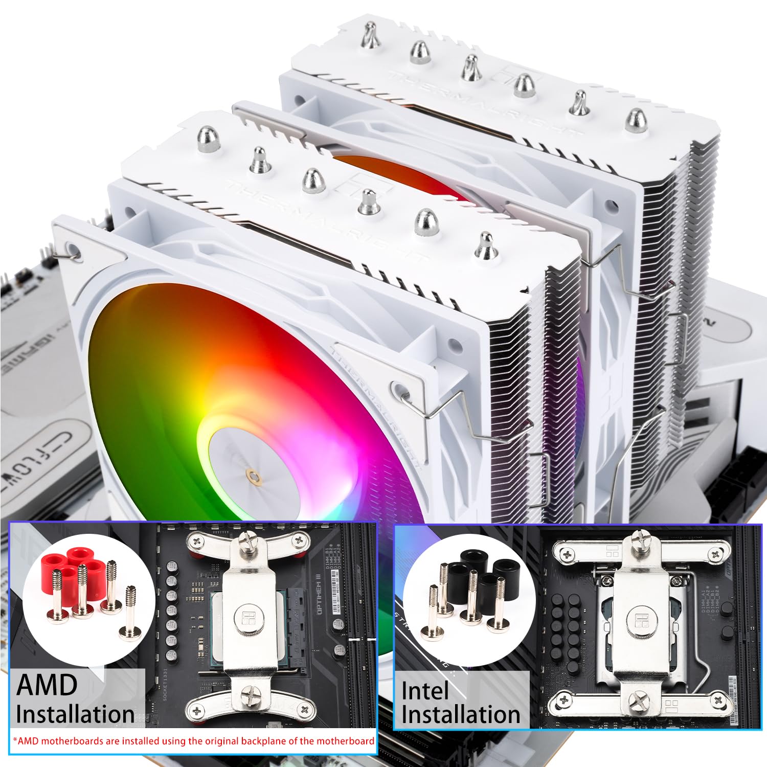 TR-Thermalright Peerless Assassin 120 SE ARGB White V3 CPU Cooler, dissipatore d'aria per CPU Twin-tower ad alte prestazioni, altezza 155 mm, raffreddamento tubi di calore 6 x 6 mm, per Intel LGA 1700