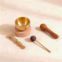 Mini Singing Bowl with Wooden Base for Meditation & Yoga Original Light
