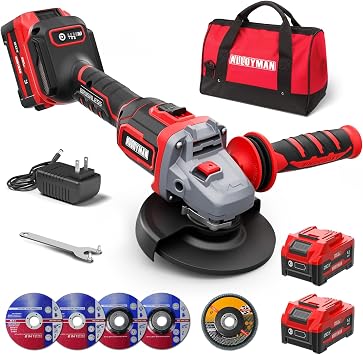 ALLOYMAN Cordless Angle Grinder 4-1/2" 20V Brushless, 2x4.0Ah Batteries