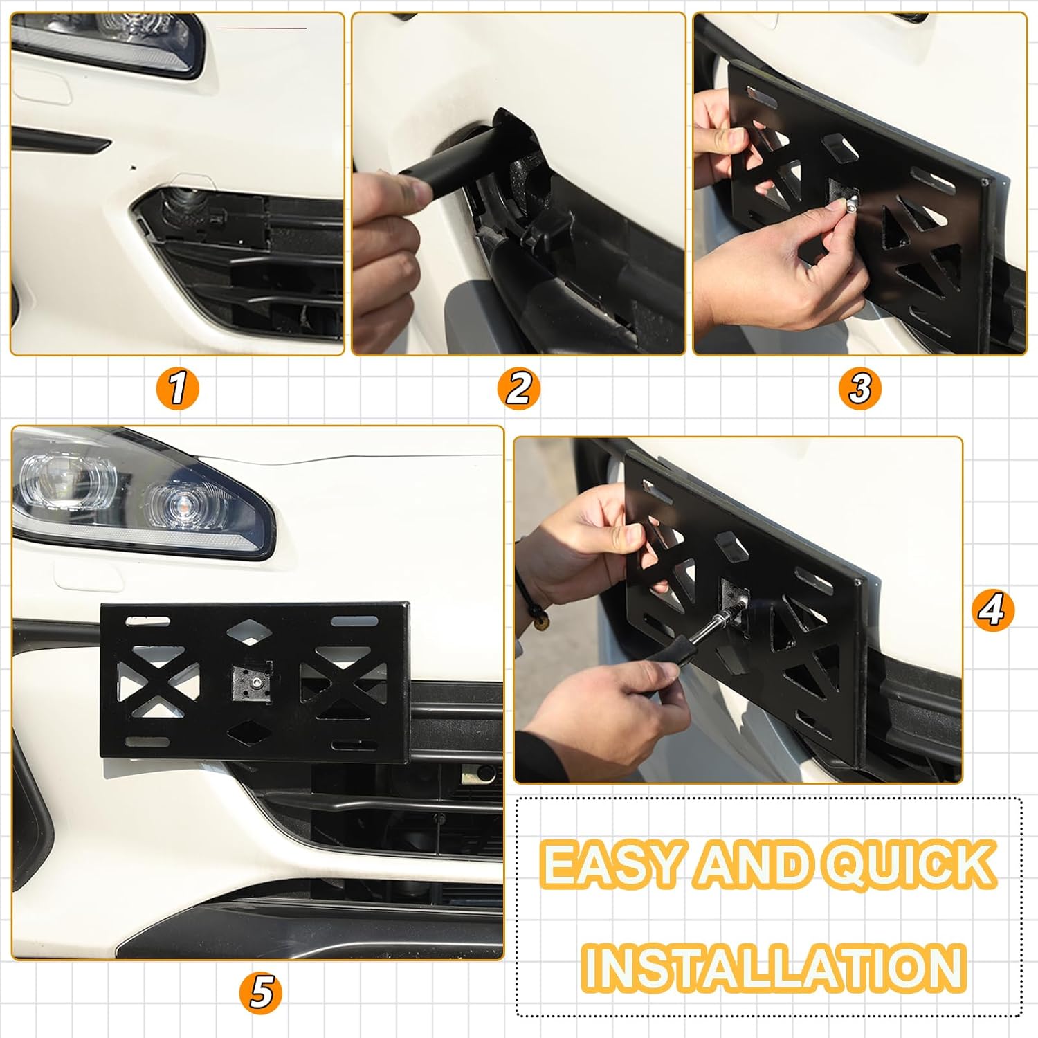 Front Bumper Tow Hook License Plate Mount Bracket for Subaru BRZ 2021-2024,No Drill Tow Bumper Tow Hole Hook License Plate Mount Adapter Relocation Kit Accessories (BRZ 2021-2024)