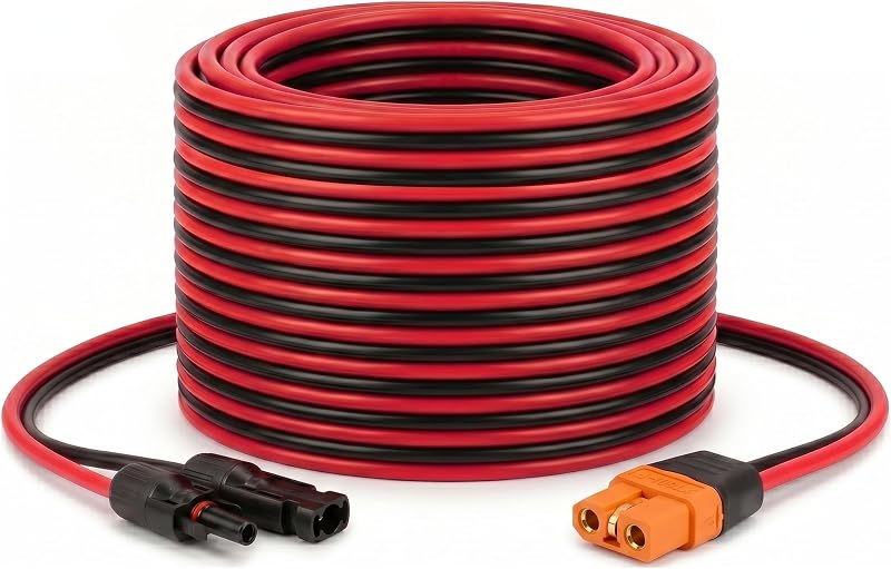 Solar to XT60i Cable 10AWG 25FT Solar Panel to XT60i Adapter Connector XT60i-F Extension Cable for Portable Power Station Generator(25feet)