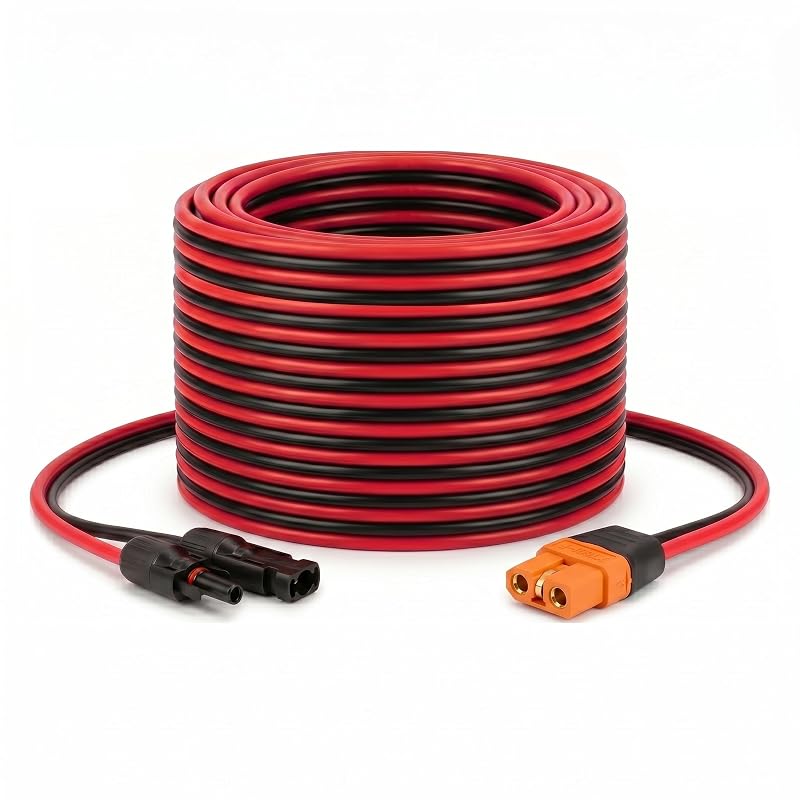Cabo Solar para XT60i MOOKEERF 10AWG com Conector Macho-Macho, 7,62 m, 600 V