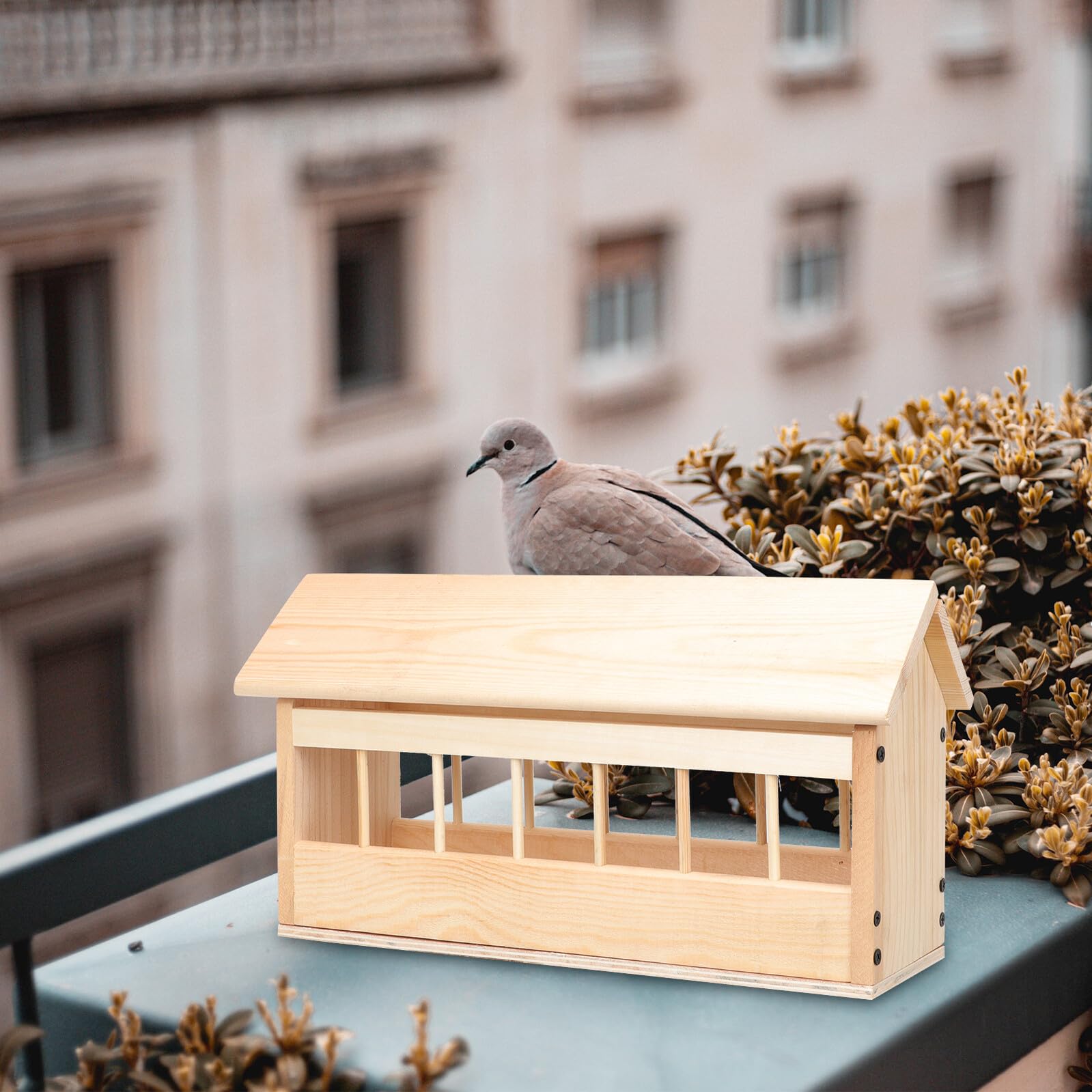 Automatischer und Mehrschlitzdesign Taubenfutterspender mit Spritzschutz Robuster Futtertrog für Kleine Tiere und Papageien für Vogelfutter