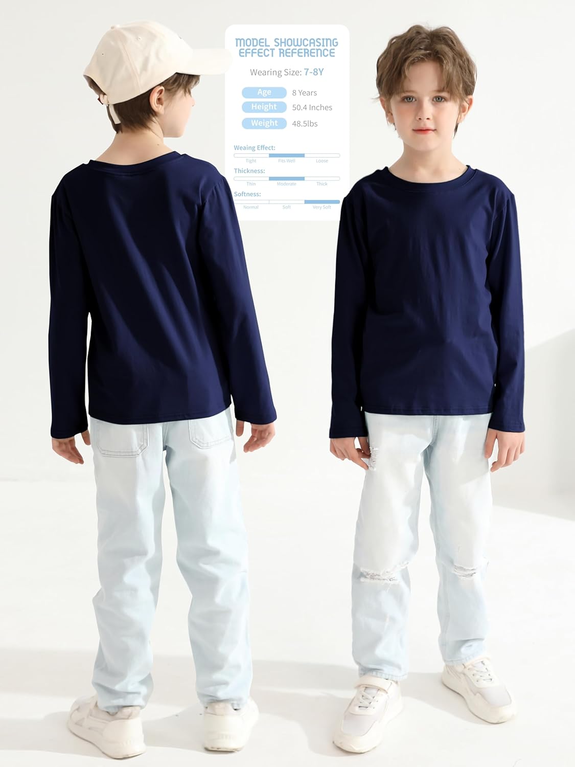 4 Pack Boys Long Sleeve Shirts Soft Cotton Basic Tees Youth Boys Long Sleeve T-Shirts Layering Shirts Tagless - Image 3