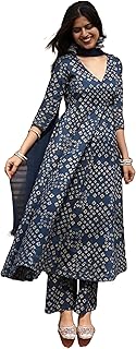 GoSriKi Women's Rayon Viscose Anarkali Printed Kurta with Pant & Dupatta Price In India