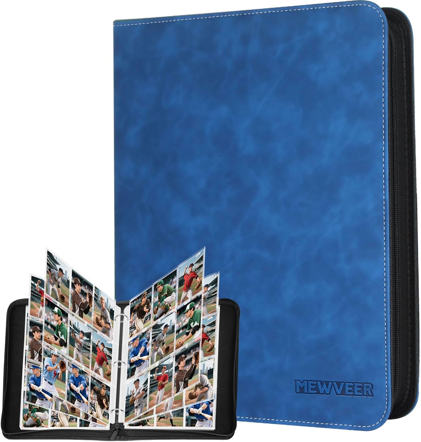 Card Binder, 9 Pocket Trading Card Binder for 900 Cards, Premium and Durable Zipper Baseball Cards Album, Card Holder Folders, Card Collector Albums for YGO/MTG/TCG, Sports Card, Sapphire Blue