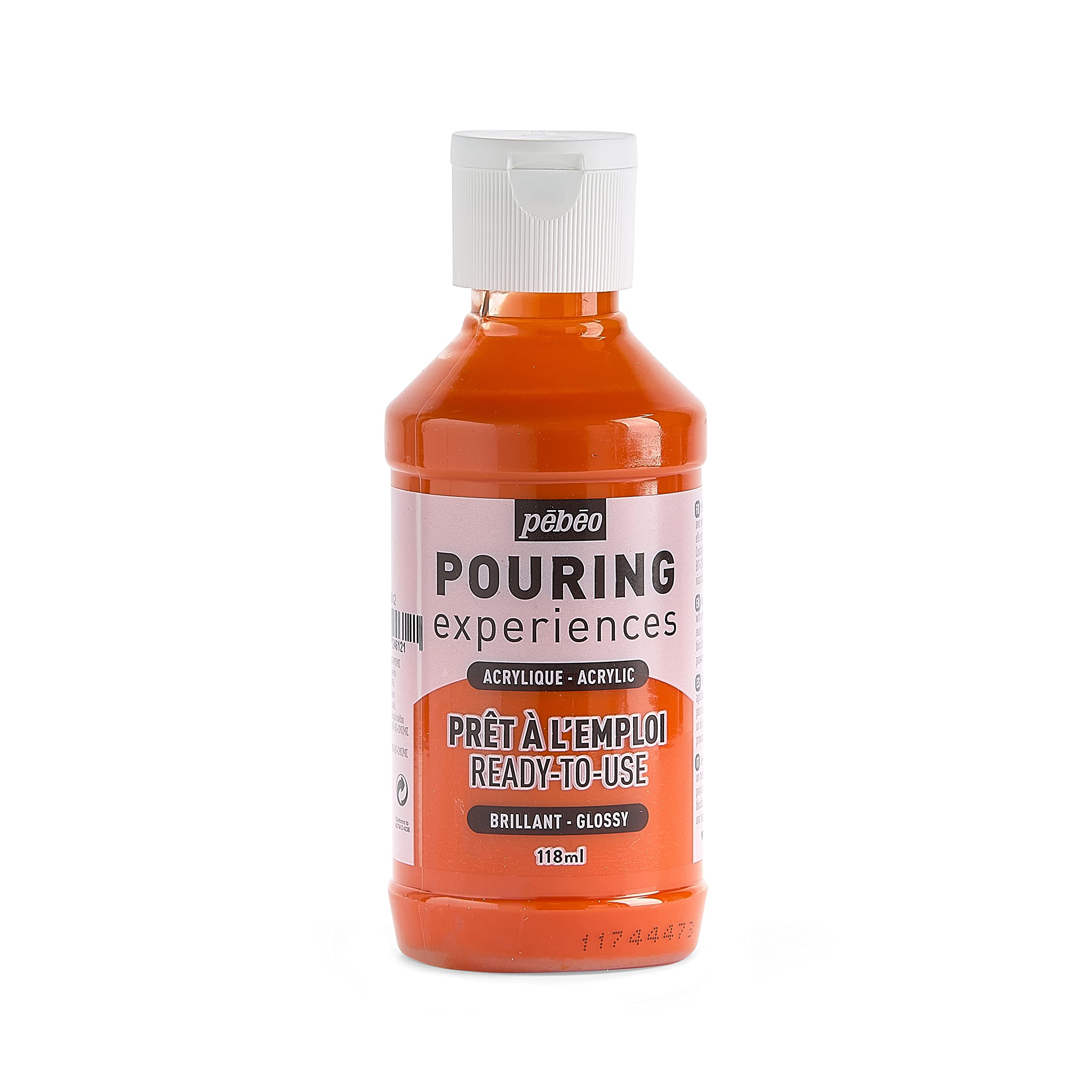 Pebeo Orange Pouring Experiences-Ready-To-Use Premixed Acrylic Paint-Ideal For Fluid Art, 118 Ml