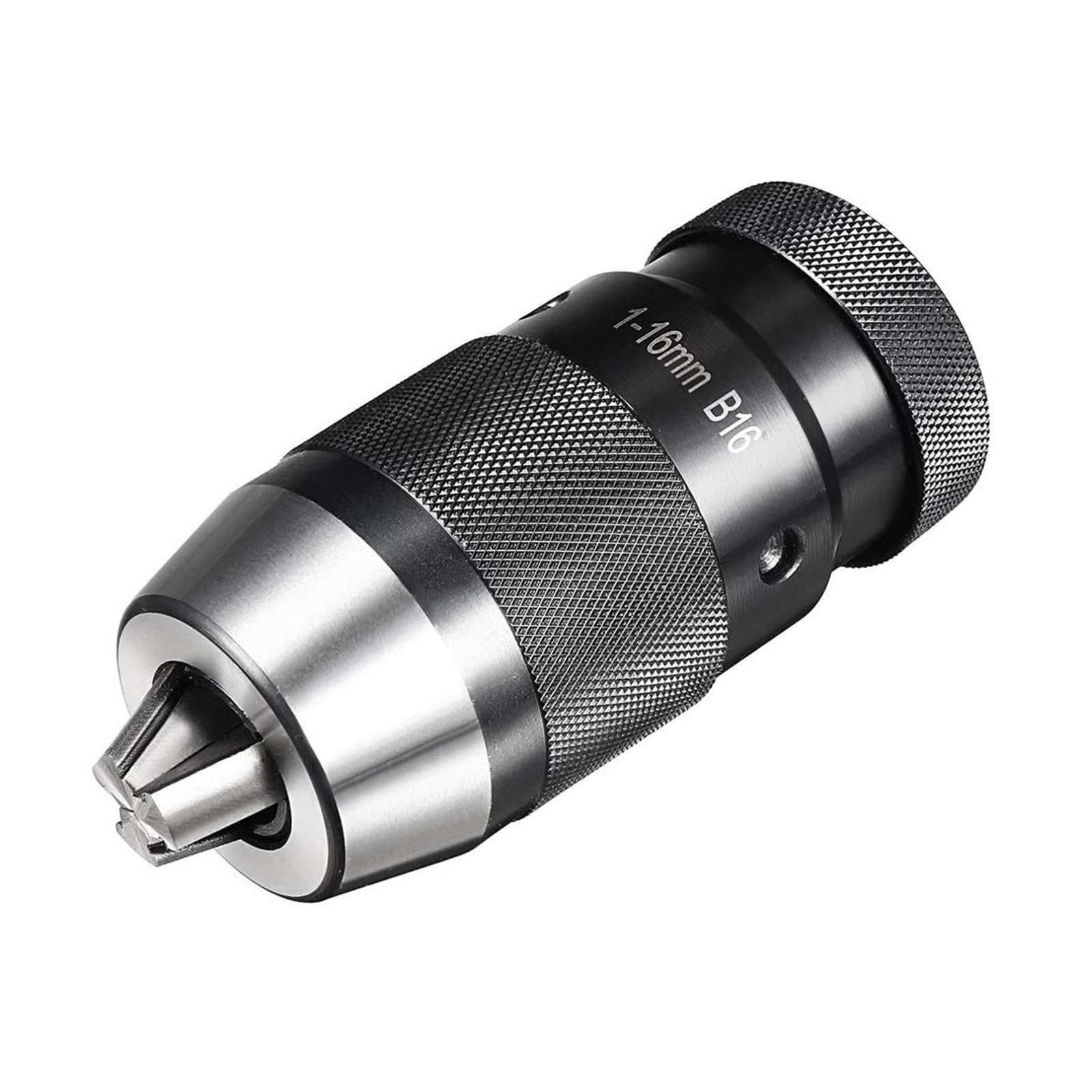 B10 B12 B16 B18 B22 samozaciskowy uchwyt wiertarski bezkluczykowy uchwyt wiertarski samozaciskowy automatyczne blokowanie narzędzia tokarskie (Color : Black, Size : B16(1-16MM))