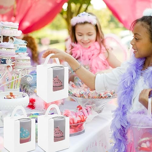 Vista 54 de Lainrrew Cajas para magdalenas, 30 cajas individuales para cupcakes, recipientes individuales para magdalenas, contenedores de pastelería con Verde