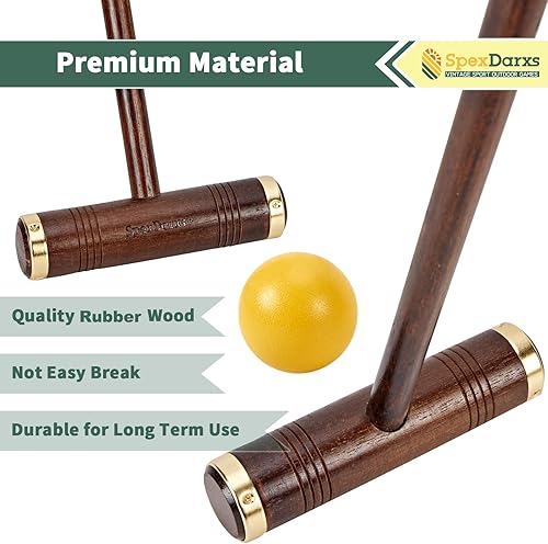 Miniatura 3 de Juego de croquet para seis jugadores, juego de croquet de 35 pulgadas con mazos de madera de primera calidad, bolas de colores, mechones, estacas,