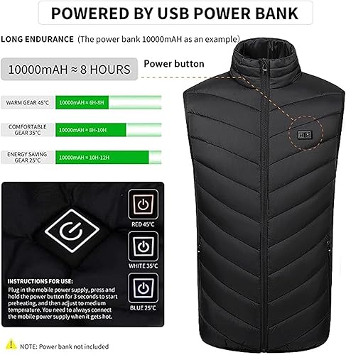 Miniatura 3 de Heated Vest USB Electric Heated Vest Heating Jacket Winter Vests for Outdoor Motorcycle Camping Fishing Skiing