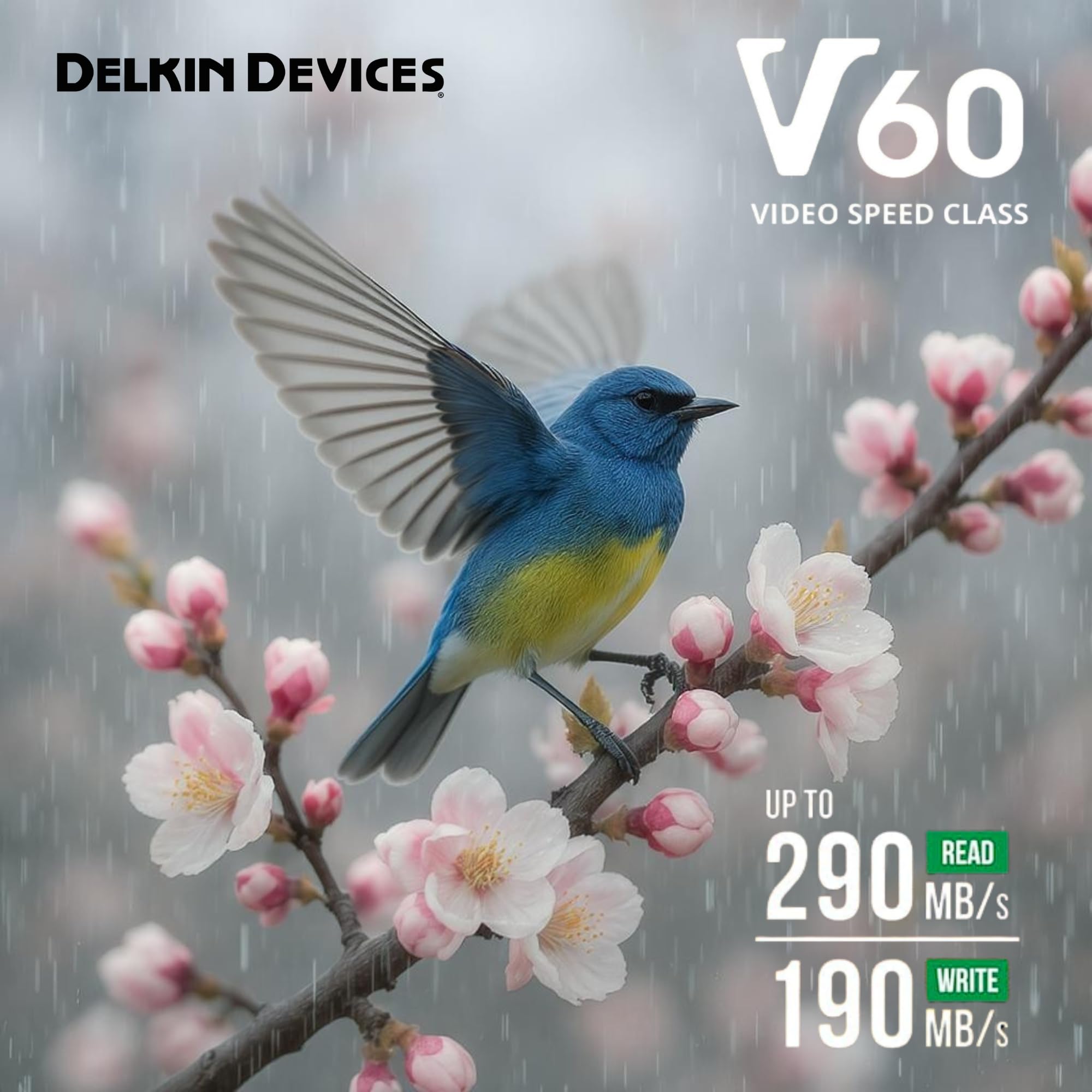 Delkin Devices Scheda di memoria SDXC resistente nera, UHS-II, C10, U3, V60, video Full HD e 8K, velocità fino a 290 MB/s in lettura, 190 MB/s in scrittura, ideale per fotografi e videografi (128 GB)