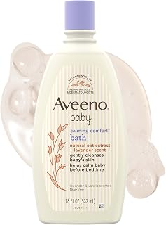 Aveeno Baby Nighttime Calming Comfort Bath, Baby Body Wash for Skin & Hair with Natural Oat Extract, Soothing Lavender & Vanilla Scent, Tear-Free Formula, No Added Parabens & Phthalates, 18 Fl Oz