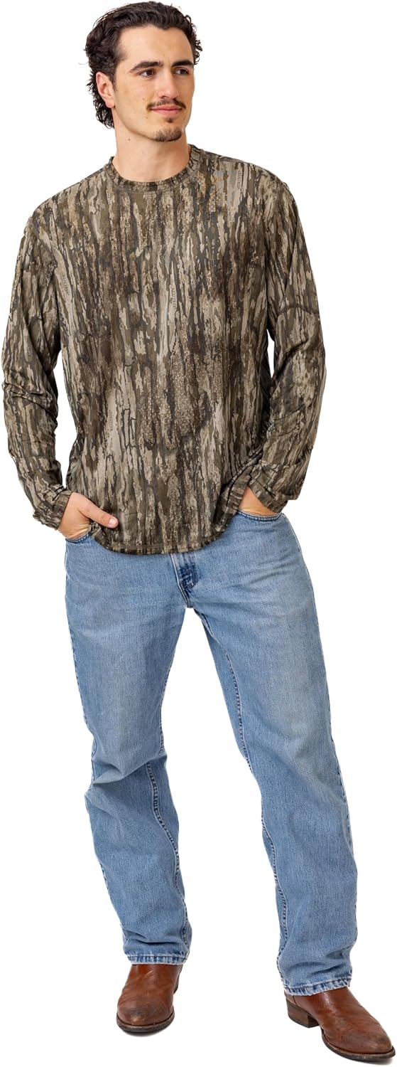 Realtree Men’s Reversible Camo Long Sleeve Shirt UPF 50+ Moisture Wicking Performance Shirt for Hunting Fishing Outdoors