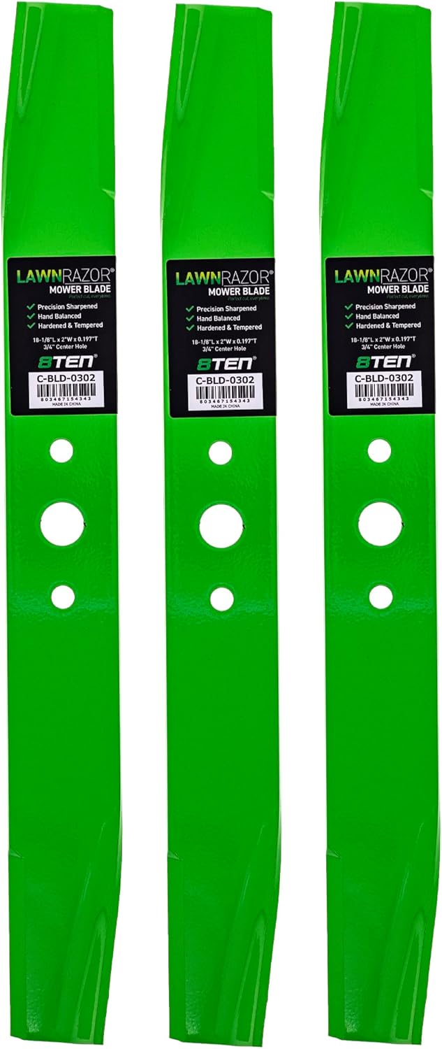 8TEN LawnRAZOR Blade Set for Simplicity Snapper 2050 2550 50 Inch Deck 1708229 1726453 (High Lift) 3 Pack
