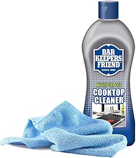 Black Swan Distributors - Bar Keeper’s Friend Cooktop Cleaner, Lemon Scent (13 oz) & Non-Abrasive, Washable Microfiber Cleaning Cloth (15x15 in) - Home Cleaning Supplies Kit