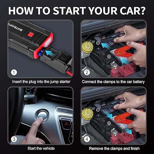 Miniatura 4 de Arrancador de batería de coche 2000A hasta 8.0L de gas y 6.0 L Diesel Engine12V Auto Batería Booster Carga rápida Banco de energía Cable de puente