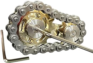 Bitopbi Sprocket Fidgets Chain Stainless Steel Fidget Cube Gears Linkage Bike Chain Novelty Fidget Block Kinetic Desk Toy Metal EDC Focus Meditation Break Bad Habits ADHD (Gold)