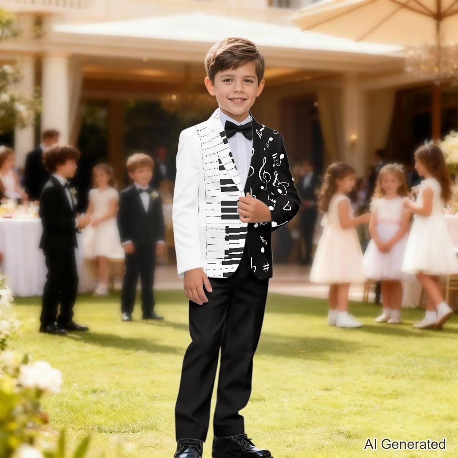 Kids Suit Set 2Pcs Suit Set for Boys Kids Suit Jacket & Trousers with Elastic Waistband Theme Prom Party Wear