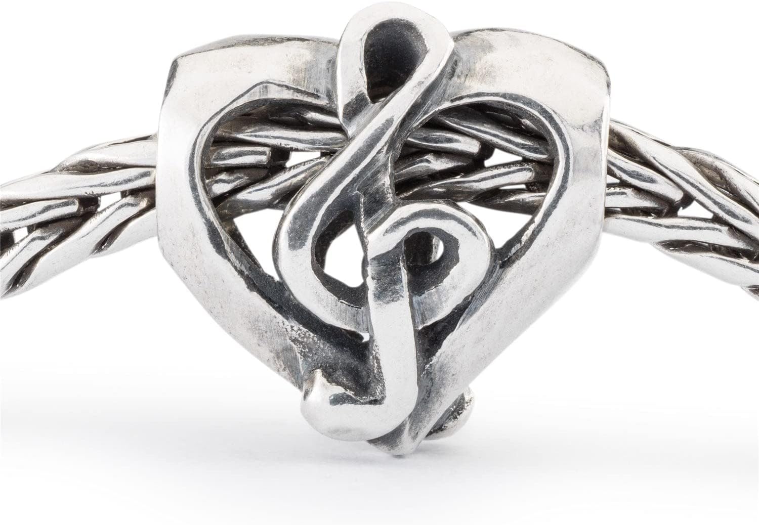 TROLLBEADS Lovesong Bead - Sterling Silver Heart & Musical Note Charm | Authentic Brand Charm | Silver 925 | Music & Theater Collection | Designed by Louise Rimpler