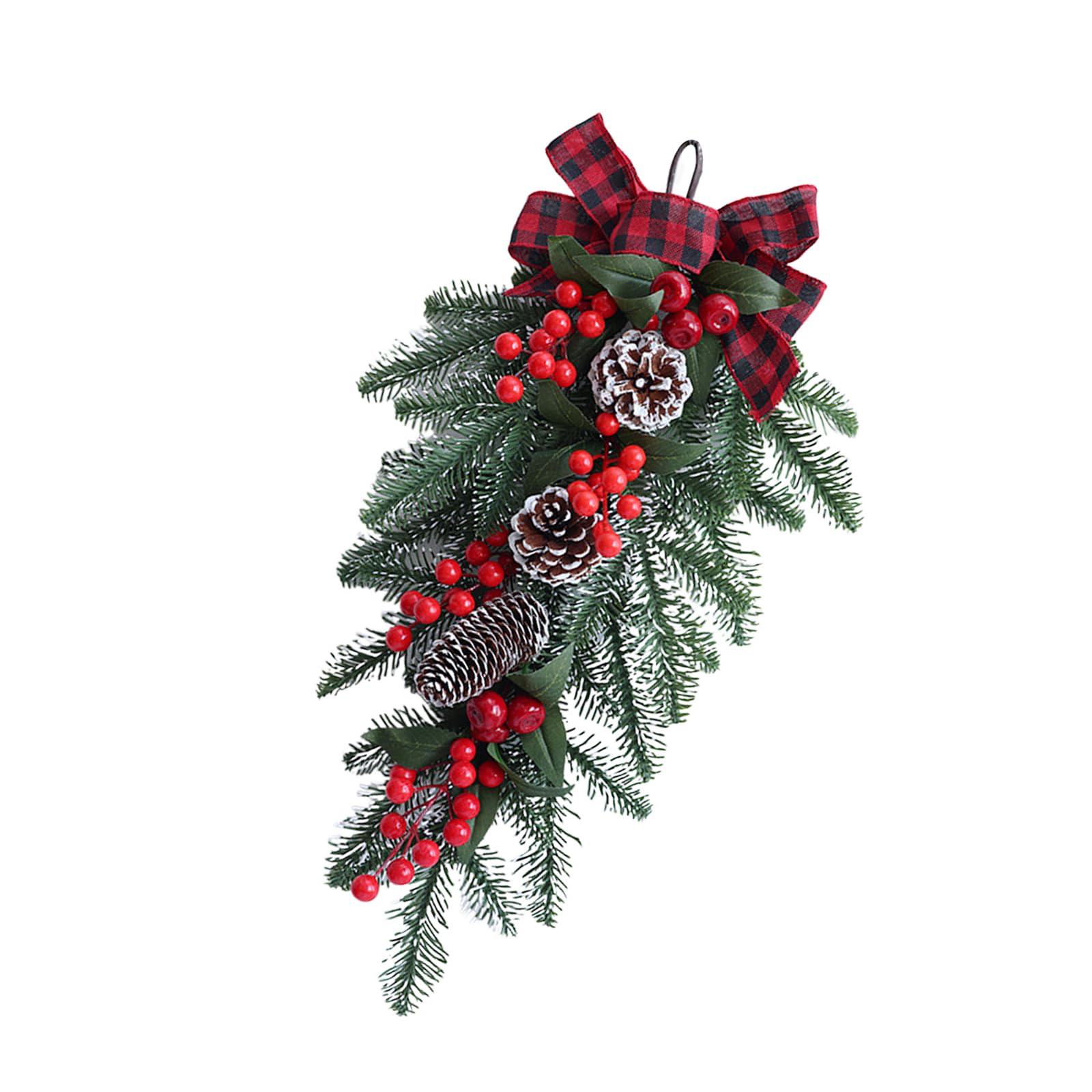 Kalttoy Easy Install Christmas Pinecone Fruit Wall Deck Polystyrene Holiday Party Door Hanging for Celebratory Mood Pinecone Fruit Holiday Wreath