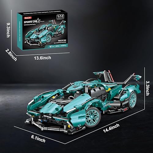 Miniatura 6 de WINGIFT Bloques de construcción de autos deportivos de 1215 piezas, juguetes para niños o adultos, juego de construcción de modelos de autos de