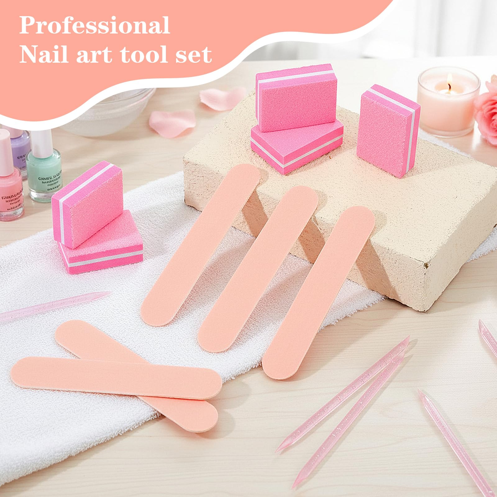 20 zestawów jednorazowego zestawu do manicure luzem z mini polerowaniem paznokci, pilnikami do paznokci i kryształową różdżką, indywidualnie zapakowany zestaw do przygotowania paznokci do salonu domu
