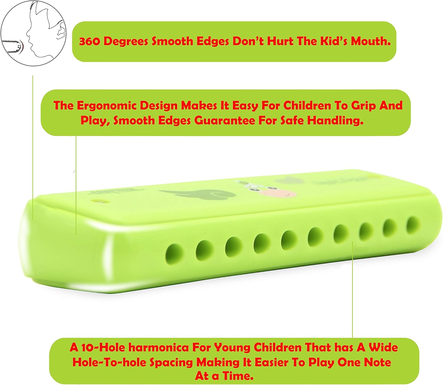CRAFTEEM Kids Drum Wooden Instrument and Color Blues Kids Harmonica for Toddler, Children Boys & Girls Christmas Birthday Gift