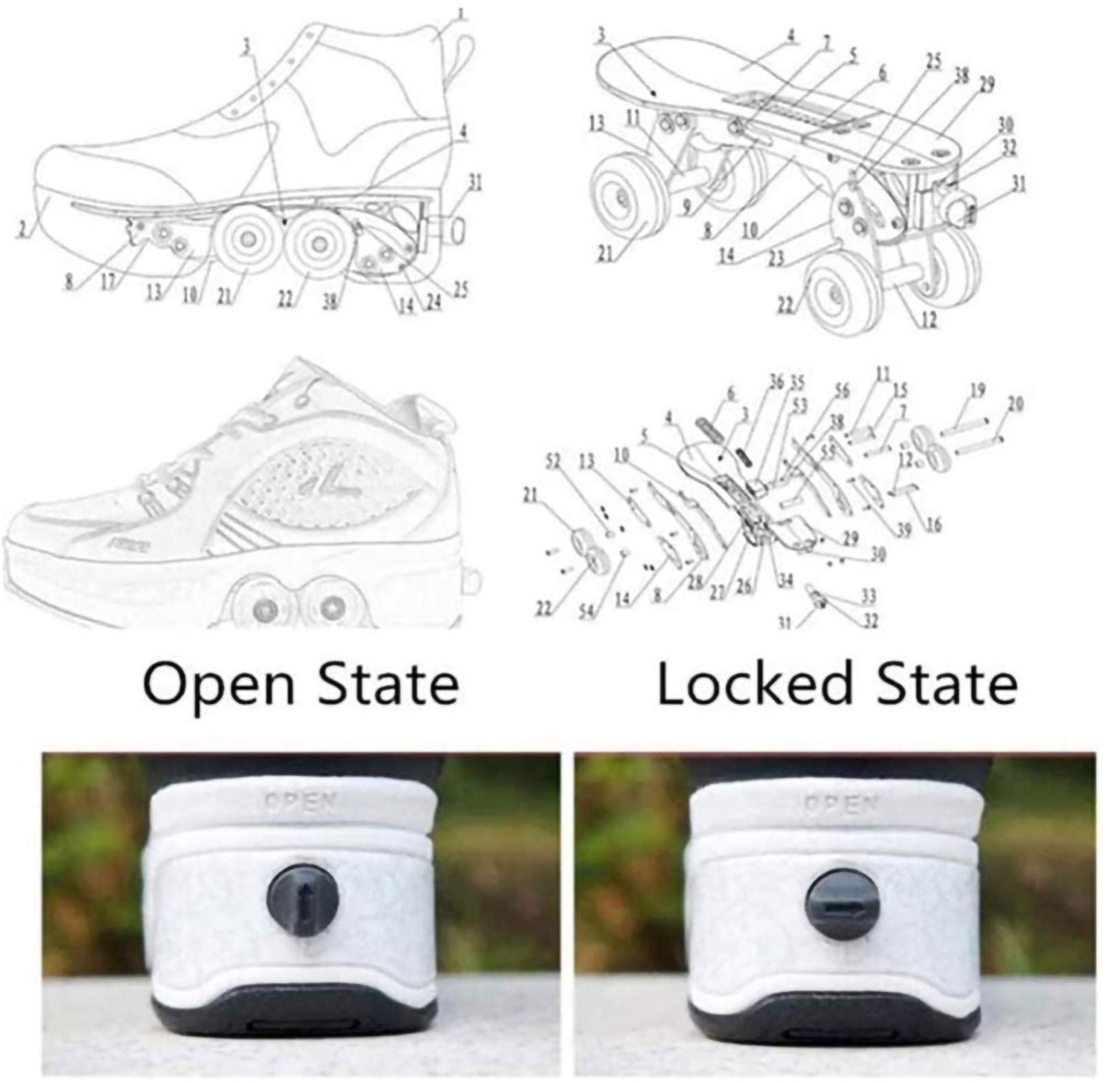 Patines Paralelos Multiusos 2 En 1, Patines De Cuatro Ruedas, Patines Para Principiantes De Diseño Elegante, Zapatos Deportivos Unisex Para Niños Adultos Al Aire Libre