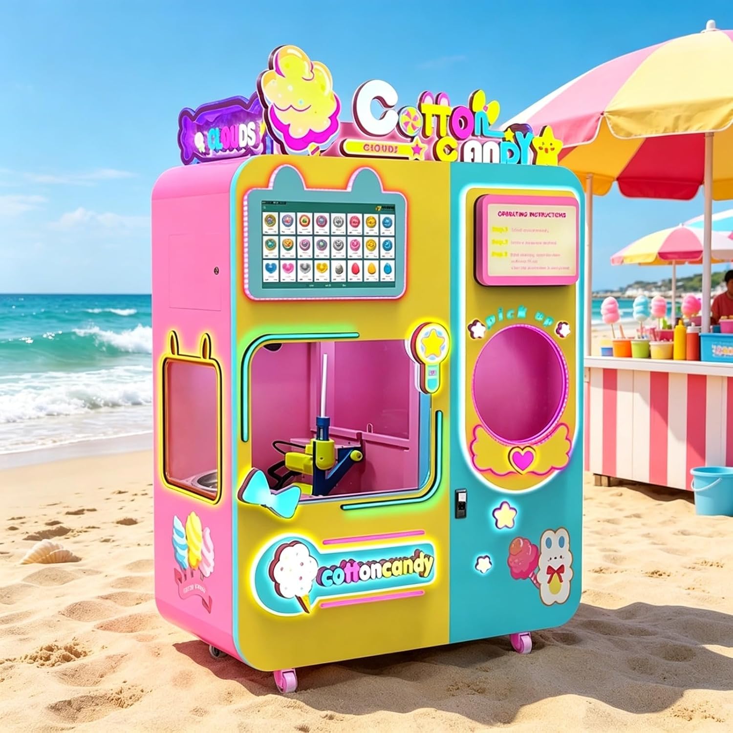 Intelligent Robot Cotton Candy Vending Machine Automatic Mold Forming Safe Operation for Shopping Centers Petting Zoos Family Entertainment Centers