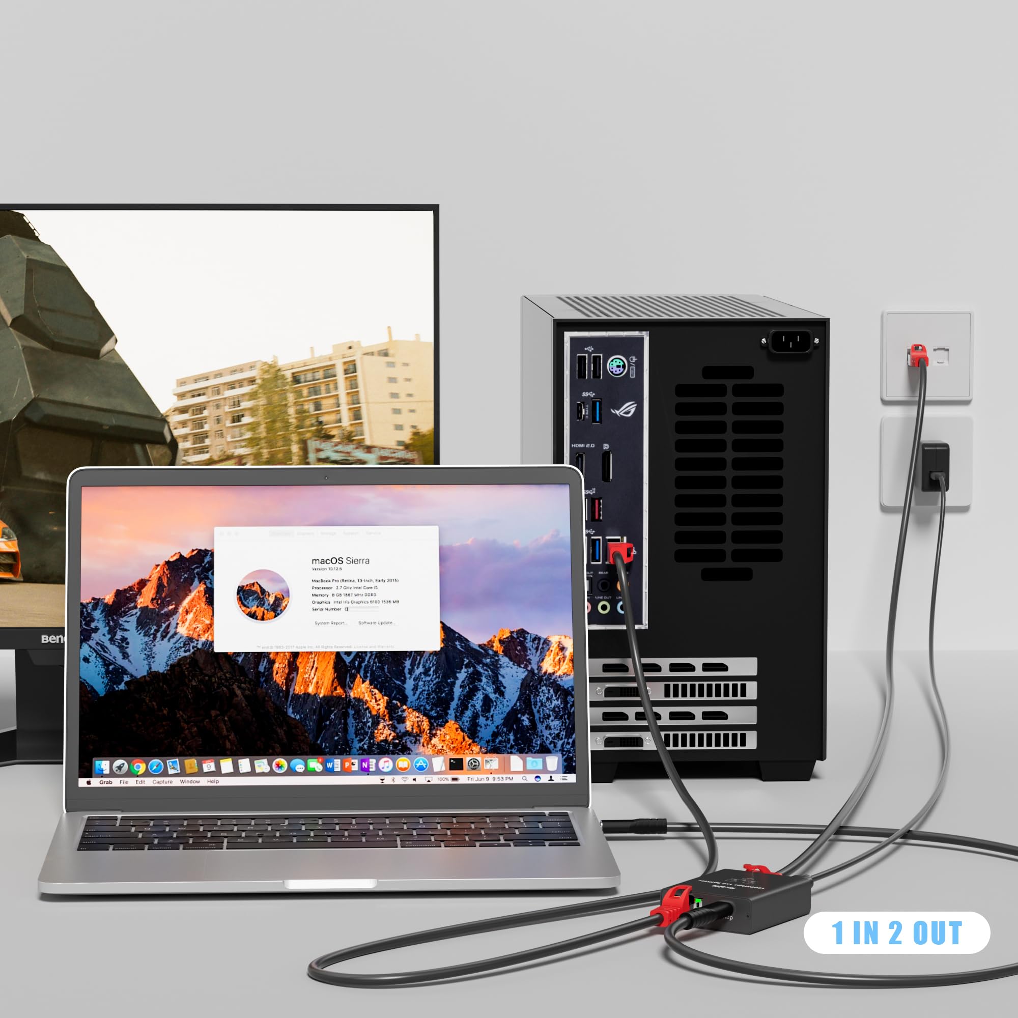Adattatore da USB-C a 2 x RJ45 Ethernet, adattatore Gigabit LAN, 1 Gbps, per MacBook a Ethernet