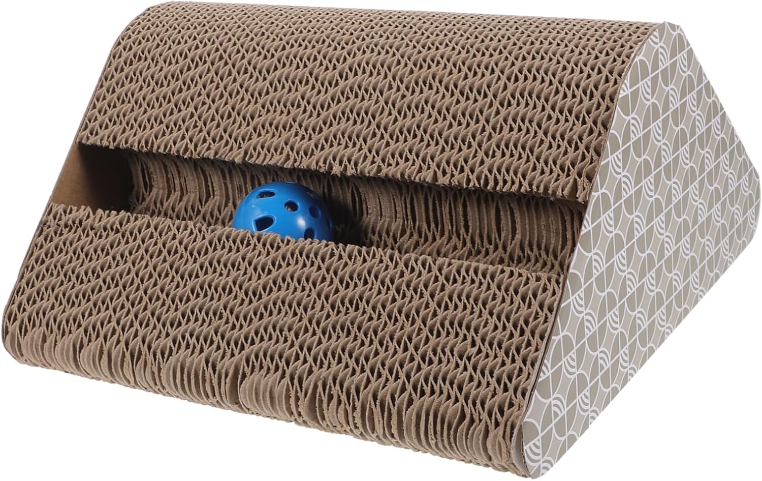 HEMOTON Triangular Cat Scratcher Board with Bell Corrugated Paper Cat Scratching Pad Fun Kitten Toy Reusable and Replaceable Scratcher Accessories