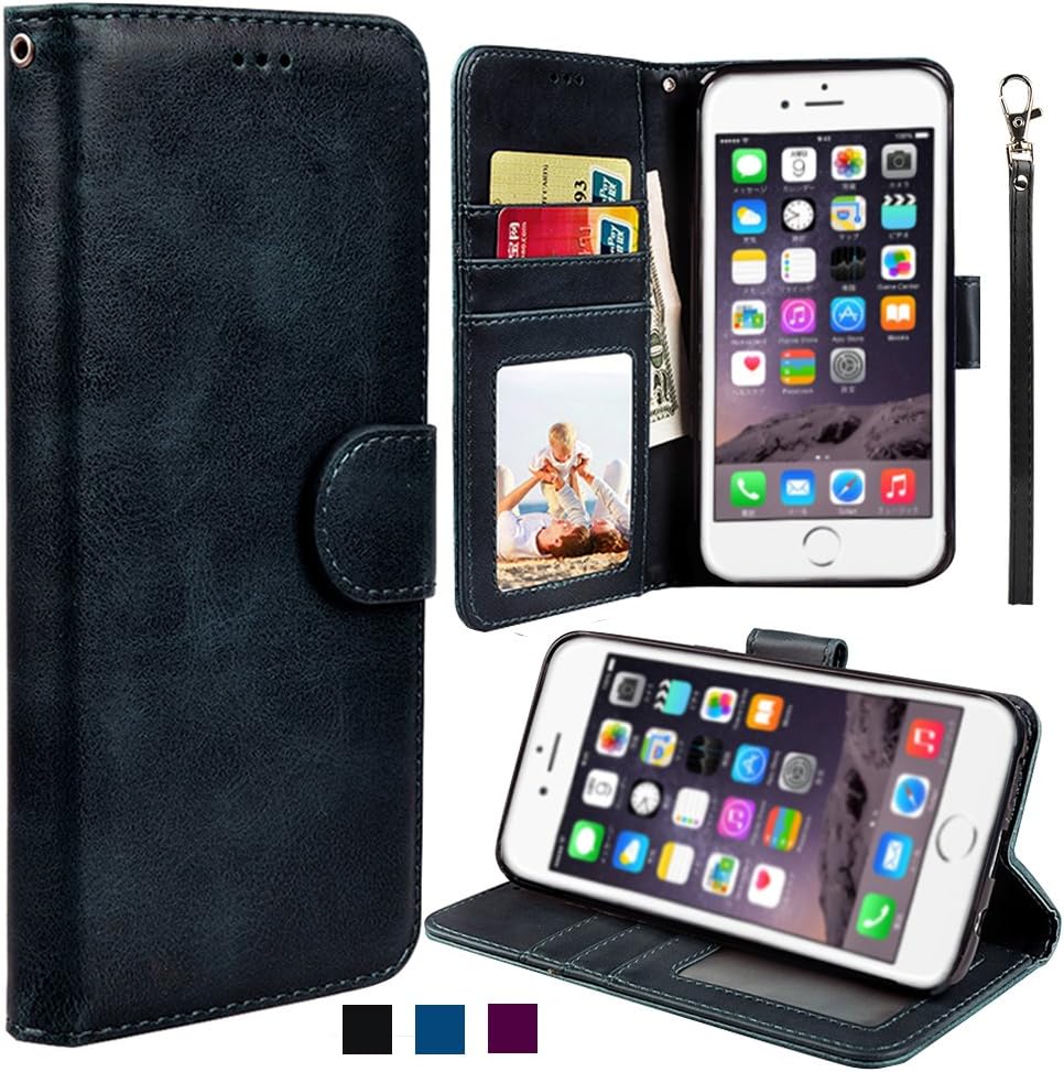 UrSpeedtekLive iPhone 5s Case, iPhone SE Wallet Case, Luxury PU Leather Flip Case Cover with Card Slot Magnetic Closer & Kickstand for Apple iPhone SE(2016) / iPhone 5/5S - Black