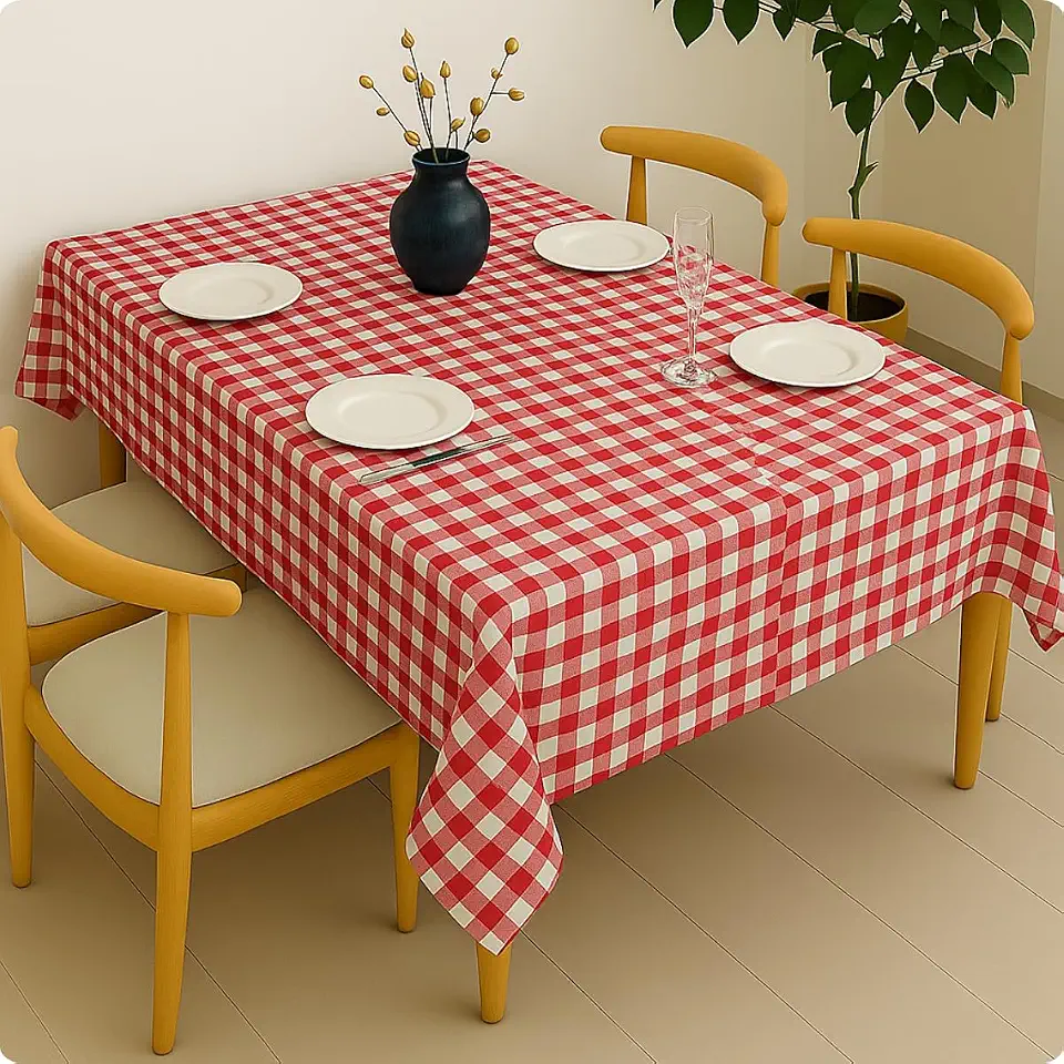Toalha de Mesa Xadrez Retangular Ideal para Casa Apartamento Airbnb 1m x 1,50 (VERMELHO)